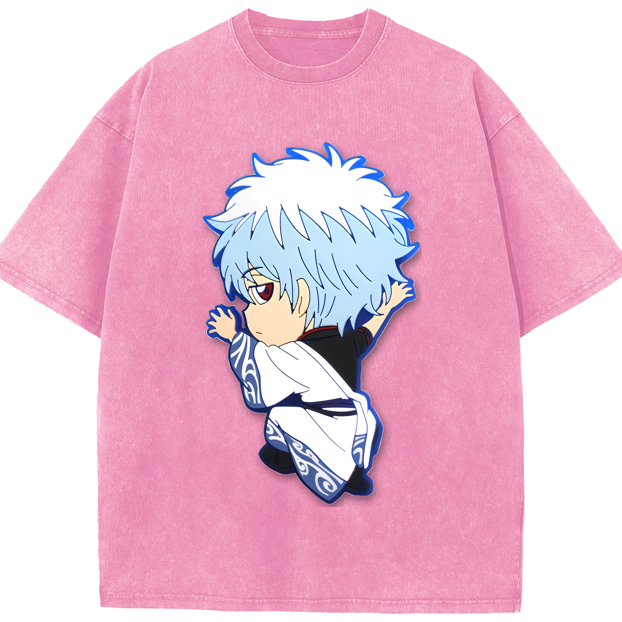 （画像用） ぎんたま 坂田銀時（さかたぎんとき） 神楽 志村新八（しむら しんぱち） GINTAMA Sakata Gintoki Kagura Shimura Shinpachi 綿100% ヴィンテージ風 半袖Tシャツ（フロントプリント）